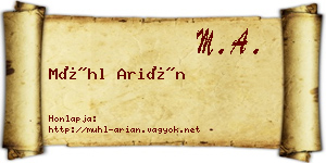 Mühl Arián névjegykártya